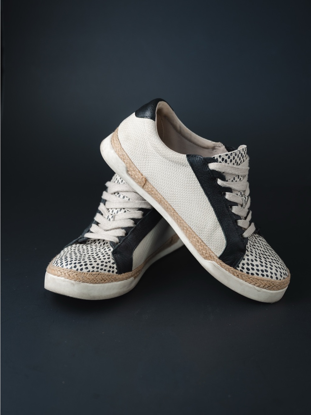 Animal Print Casual Low-Top Sneakers in Ivory & Black (IN ORIGINAL BOX)